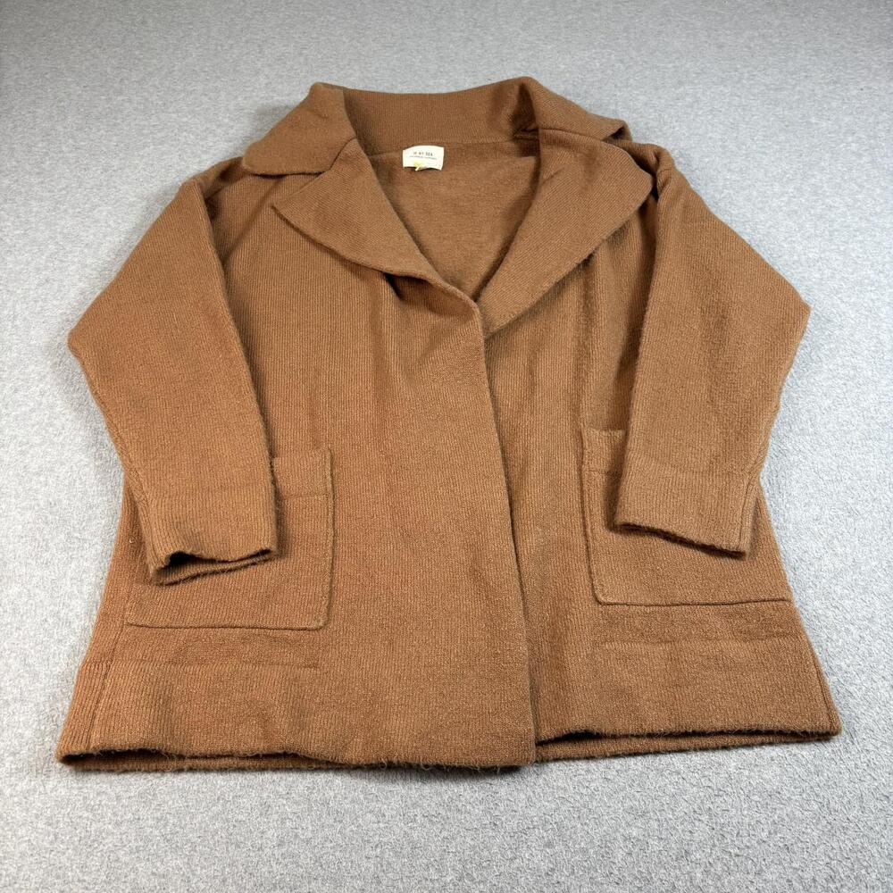 IF BY SEA Anthro Jacket Women Small Brown Coatigan Cardigan Sweater Open Boho